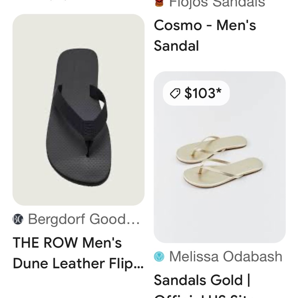 White Flip Flops with Gold Straps - Picture 6 of 7